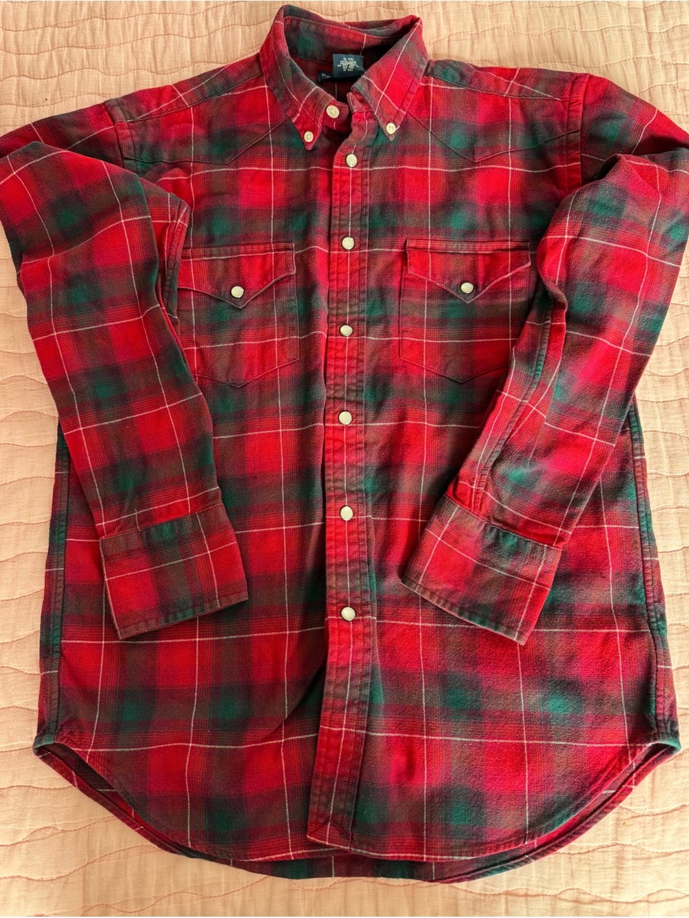 Ralph Lauren Red and Green Plaid Flannel Button-Down